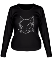 Женские футболки с длинным рукавом Киса (со стразами)